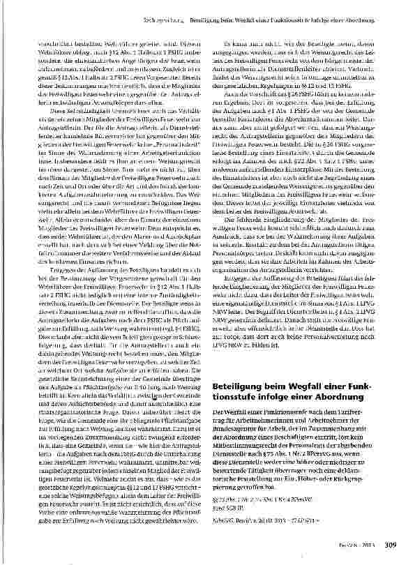 Vorschauseite 1: Beteiligung beim Wegfall einer Funktionsstufe infolge einer Abordnung