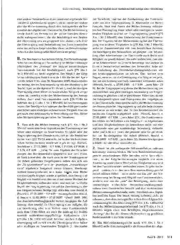 Vorschauseite 3: Beteiligung beim Wegfall einer Funktionsstufe infolge einer Abordnung