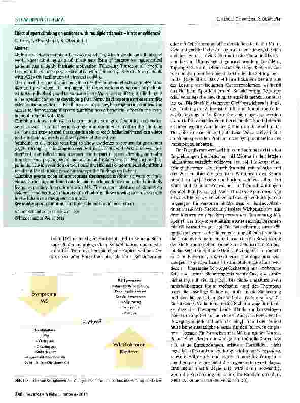 Vorschauseite 2: Wirkung von Therapeutischem Klettern bei Personen mit Multipler Sklerose -Hinweise oder Nachweise?