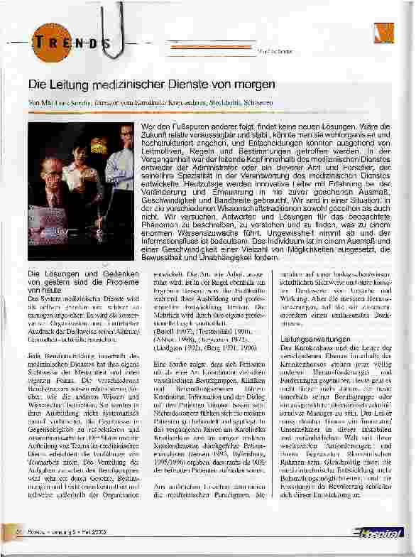 Vorschauseite 1: Die Leitung medizinischer Dienste von morgen