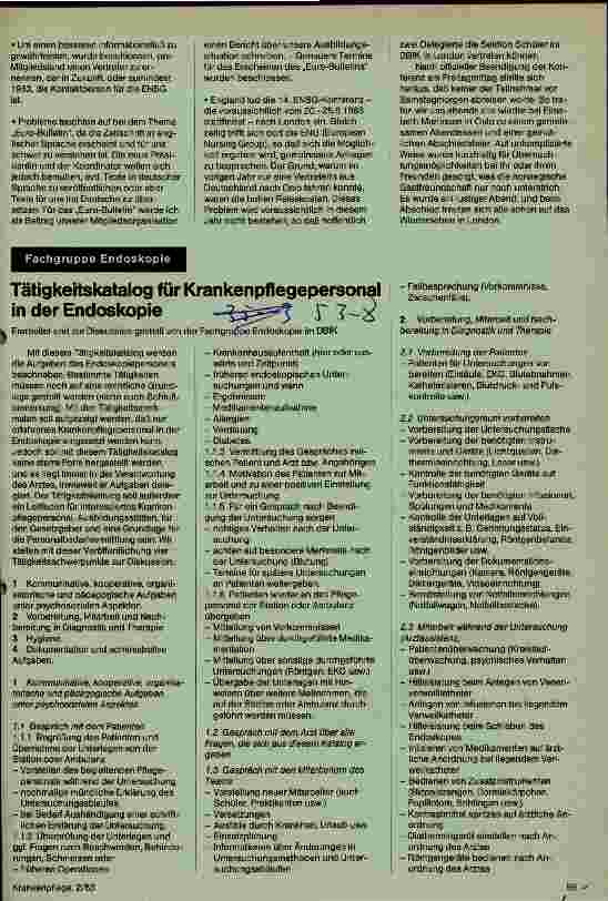 Vorschauseite 1: Tätigkeitskatalog für Krankenpflegepersonal in der Endoskopie