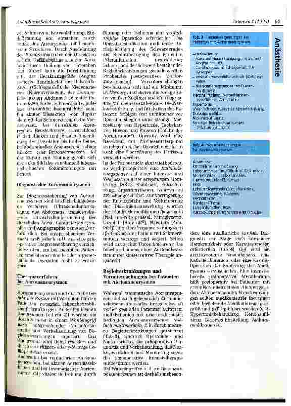 Vorschauseite 2: Anästhesie bei Operationen von Aortenaneurysmen (A) (Pathophysiologie, Operation und Narkose) Teil 1