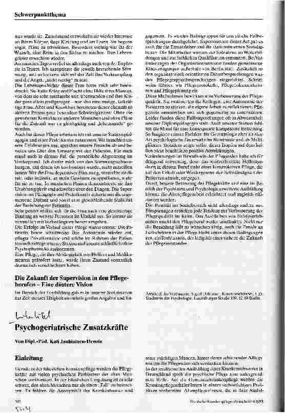 Vorschauseite 3: Qualifizierung von Pflegekräften für die Betreuung psychisch veränderter Alter Gerontopsychologie - Hilfe für die Helfer