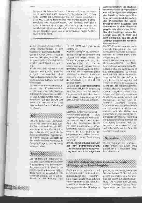 Vorschauseite 4: Der komplizierte Weg vom Regiebetrieb zur GmbH Krankenhaus Hildesheim arbeitet erfolgreich in neuer Rechtsform