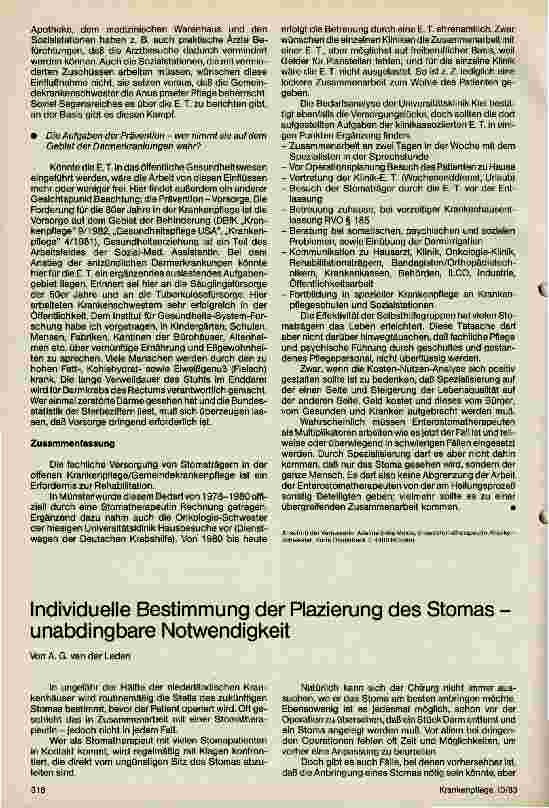 Vorschauseite 2: Die ambulante Betreuung der Stomaträger