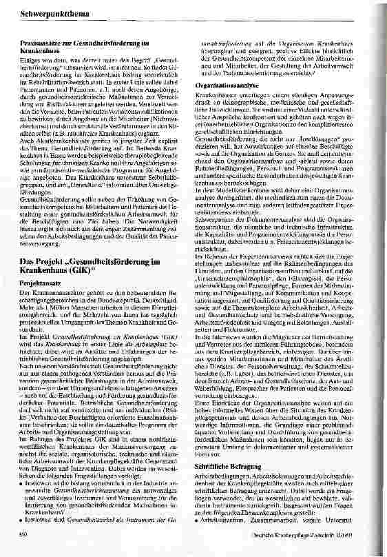 Vorschauseite 2: Gesundheitsförderung (G) im Krankenhaus
