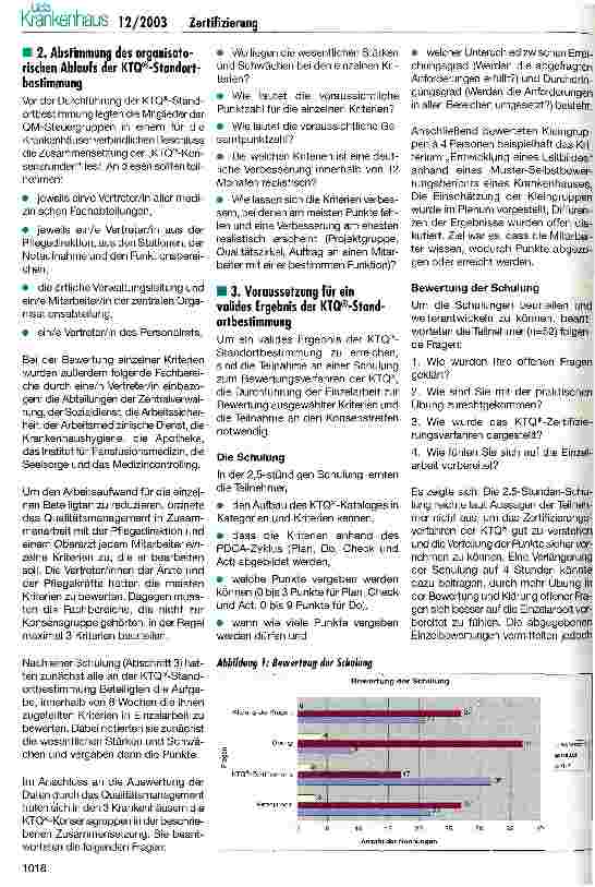 Vorschauseite 2: Fit für die KTQ-Zertifizierung? KTQ-Standortbestimmung in den Kliniken der Stadt Köln
