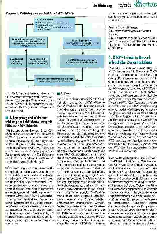 Vorschauseite 5: Fit für die KTQ-Zertifizierung? KTQ-Standortbestimmung in den Kliniken der Stadt Köln