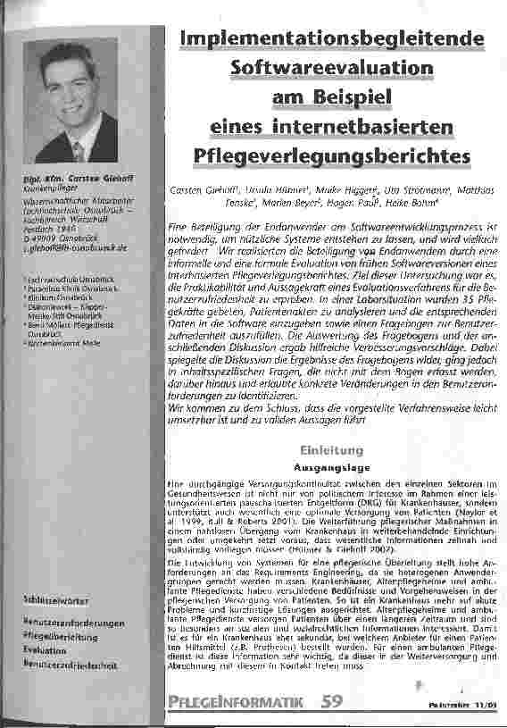 Vorschauseite 1: Implementationsbegleitende Softwareevaluation am Beispiel eines internetbasierten Pflegeverlegungsberichtes