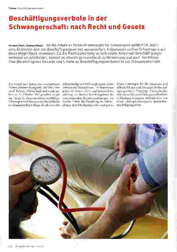 Vorschauseite 1: Beschäftigungsverbote in der Schwangerschaft: nach Recht und Gesetz