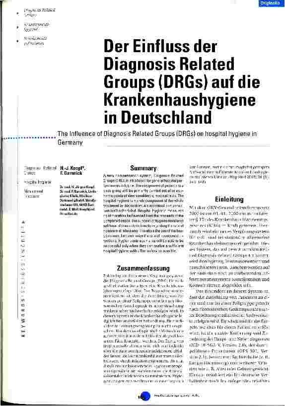 Vorschauseite 1: Der Einfluss der Diagnosis Related Groups (DRGs) auf die Krankenhaushygiene in Deutschland