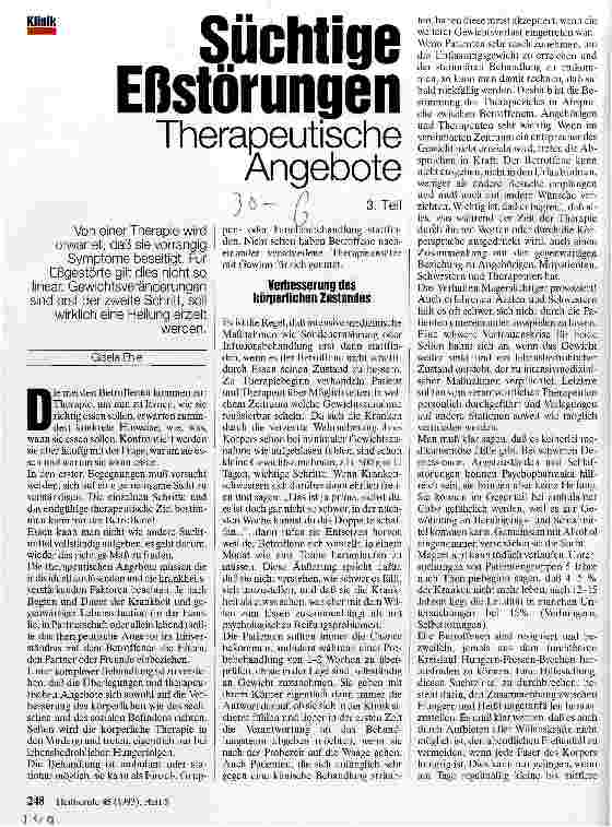 Vorschauseite 1: Süchtige Eßstörungen Therapeutische Angebote 4. Teil