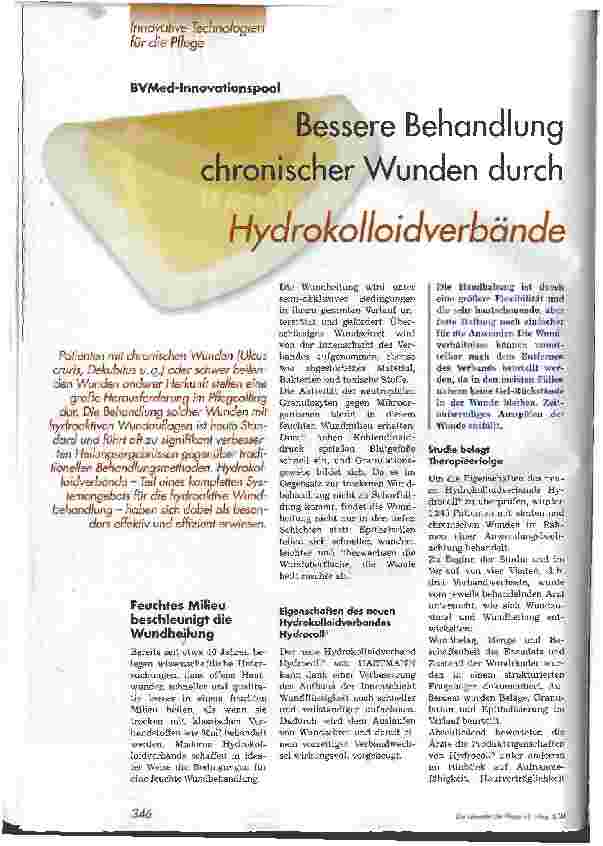 Vorschauseite 1: Bessere Behandlung chronischer Wunden durch Hydrokolloidverbände BVMed-Innovationspool