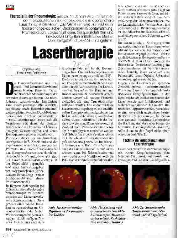 Vorschauseite 1: Lasertherapie Therapie in der Pneumologie