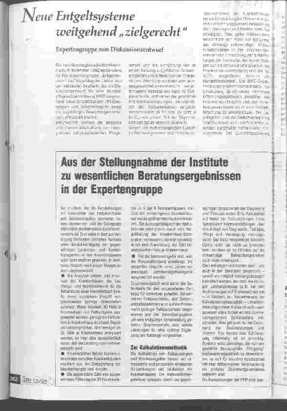 Vorschauseite 1: Neue Entgeltsysteme weitgehend Zielgerecht Expertengruppe zum Diskussionsentwurf