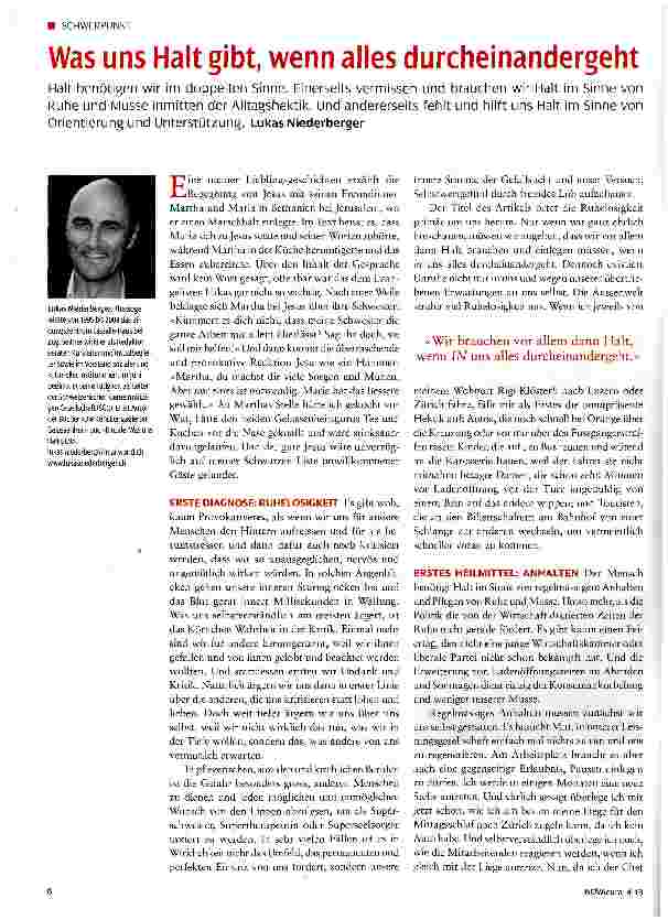 Vorschauseite 1: Was uns Halt gibt, wenn alles durcheinandergeht