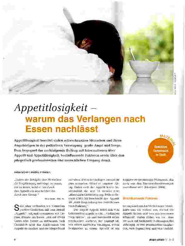 Vorschauseite 1: Appetitlosigkeit - warum das Verlangen nach Essen nachlässt