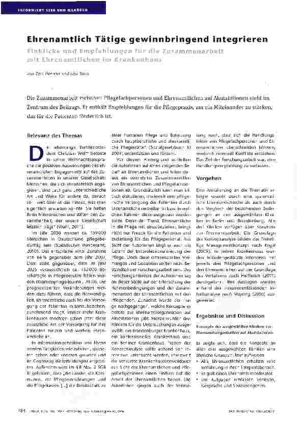 Vorschauseite 1: Ehrenamtlich Tätige gewinnbringend integrieren