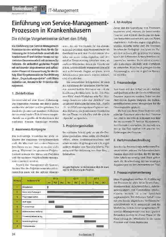 Vorschauseite 1: Einführung von Service-Management-Prozessen in Krankenhäusern