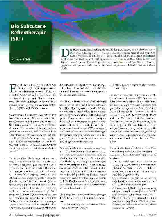 Vorschauseite 1: Die Subcutane Reflextherapie (SRT)