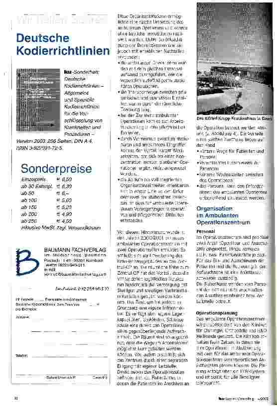 Vorschauseite 3: Zukunftsmarkt für Krankenhäuser? Stationsersetzende Eingriffe: Ambulantes OP-Zentrum im Alfried Krupp Krankenhaus Essen