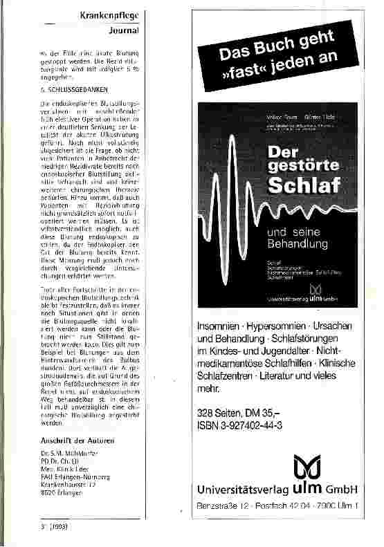 Vorschauseite 6: Endoskopische Stillungen von Ulcusblutungen Aus der 1.Med.Klinik der Friedrich-Alexander-Universität Erlangen