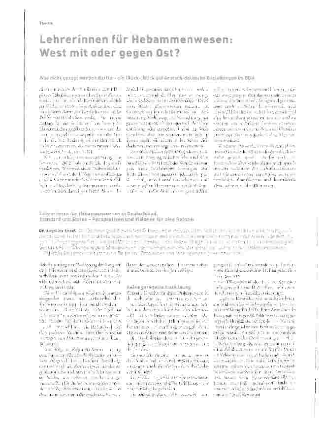 Vorschauseite 1: Lehrerinnen für Hebammenwesen: West mit oder gegen Ost?