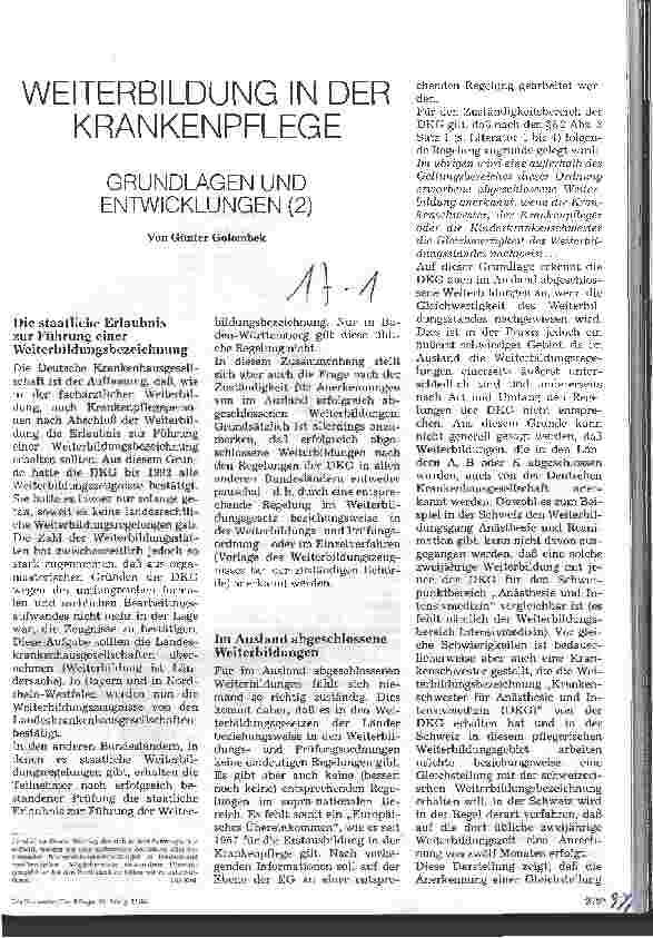Vorschauseite 1: Weiterbildung in der Krankenpflege Grundlagen und Entwicklung (2)