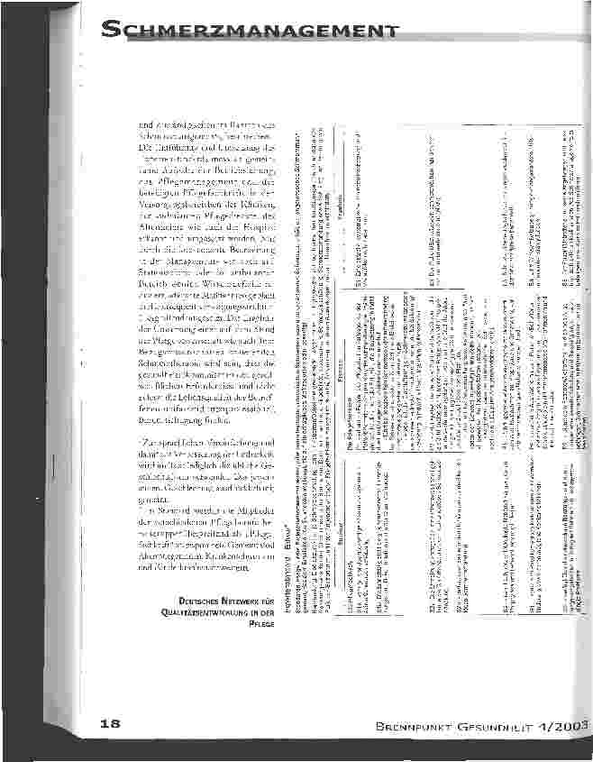 Vorschauseite 2: Entwurf des Expertenstandards Schmerzmanagement Deutsches Netzwerk für Qualitätsentwicklung in der Pflege (DNQP)