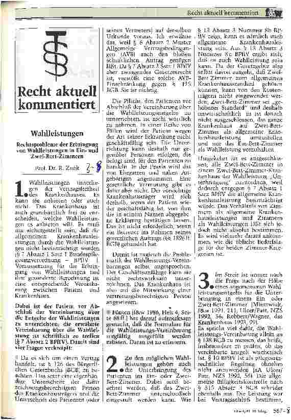 Vorschauseite 1: Wahlleistungen Rechtsprobleme der Erbringung von W in Einund Zwei-Bett-Zimmern