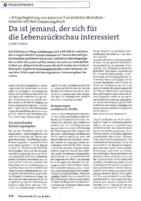 Vorschauseite 1: Da ist jemand, der sich für die Lebensrückschau interessiert