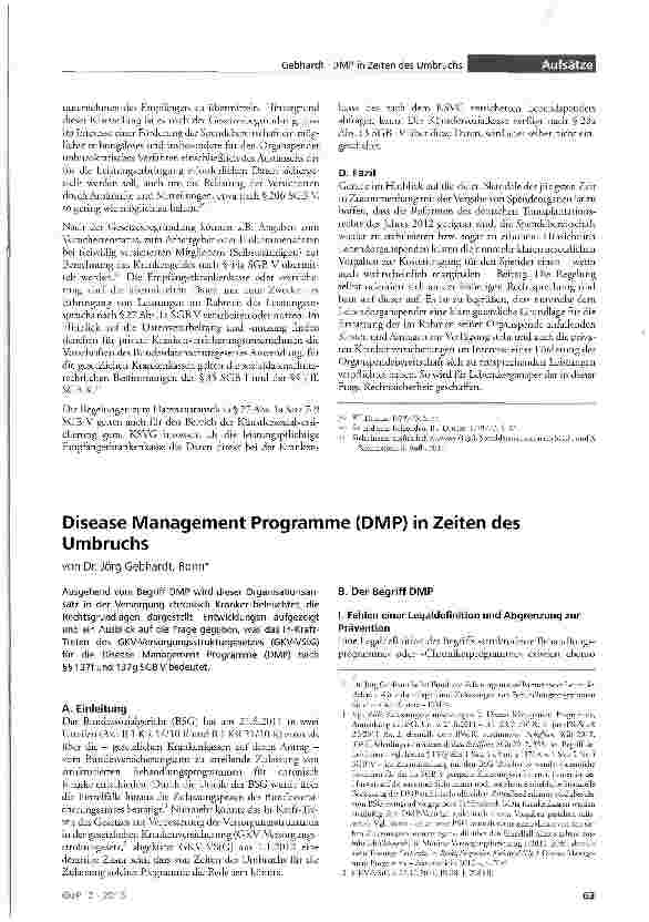 Vorschauseite 1: Disease Management Programme (DMP) in Zeiten des Umbruchs