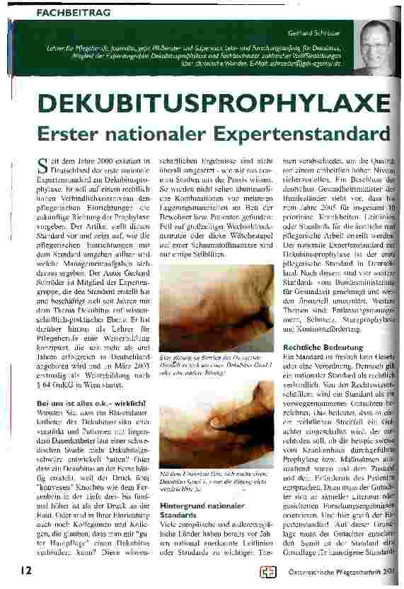 Vorschauseite 1: Dekubitusprophylaxe Erster nationaler Exptertenstandard
