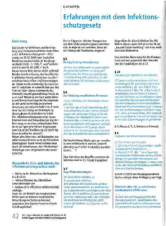 Vorschauseite 1: Erfahrungen mit dem Infektionsschutzgesetz
