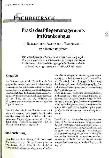 Vorschauseite 1: Praxis des Pflegemanagements im Krankenhaus Strukturen, Aufgaben, Potentiale