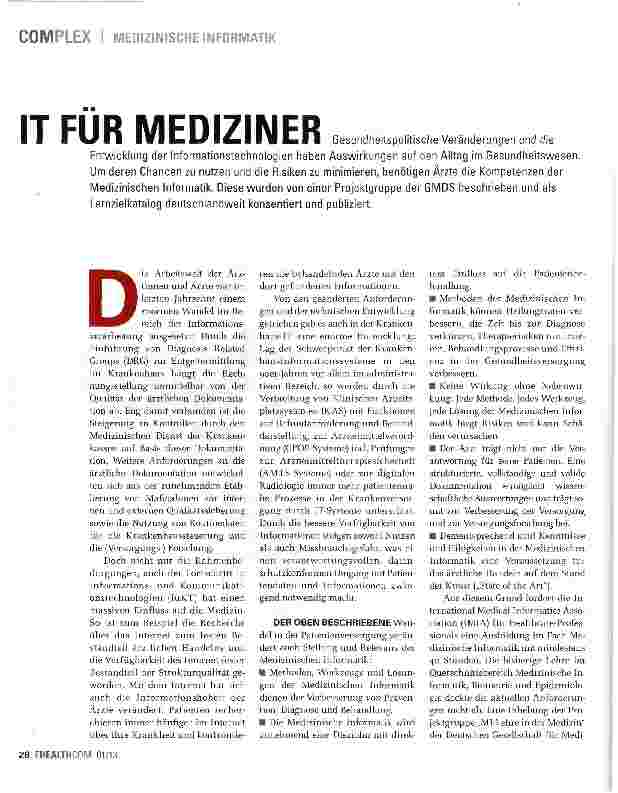 Vorschauseite 1: IT FÜR MEDIZINER