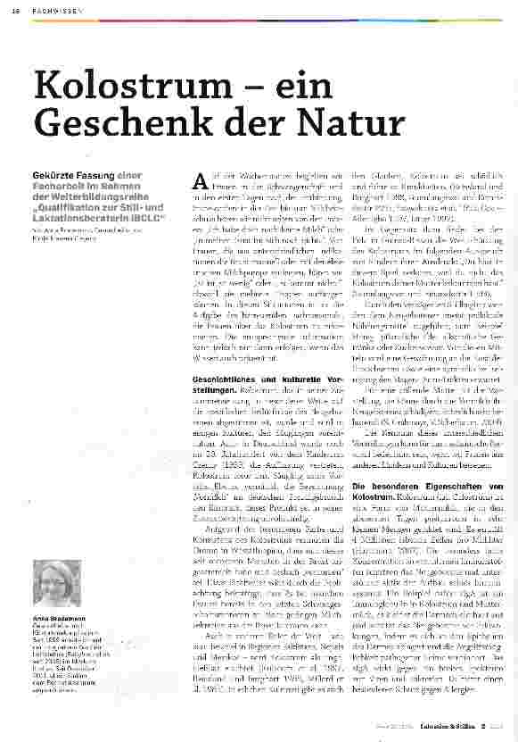 Vorschauseite 1: Kolostrum - ein Geschenk der Natur
