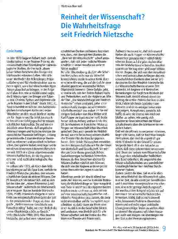 Vorschauseite 1: Reinheit der Wissenschaft? Die Wahrheitsfrage seit Friedrich Nietzsche