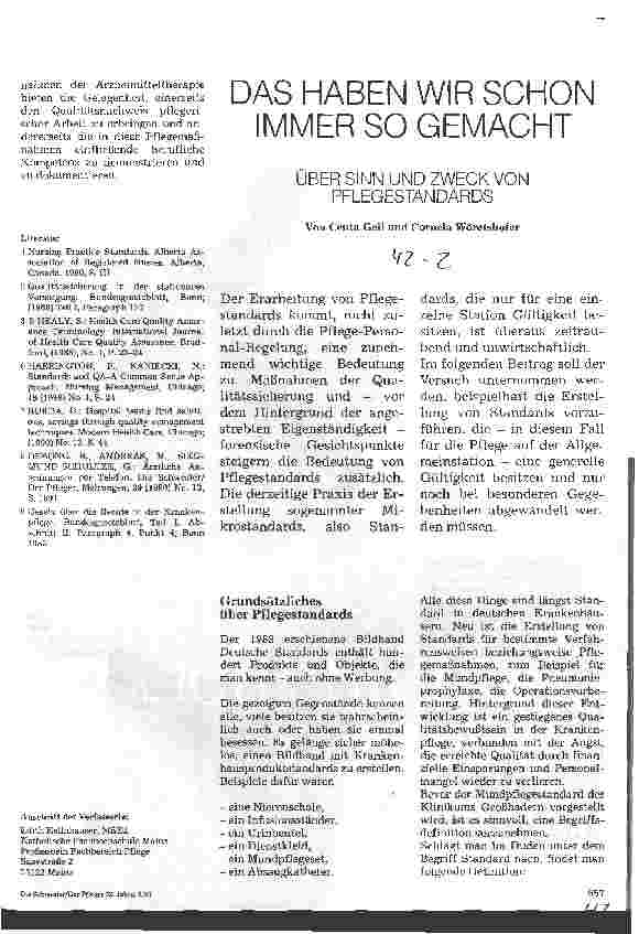 Vorschauseite 1: Das haben wir schon immer so gemacht Über Sinn und Zweck von Pflegestandards