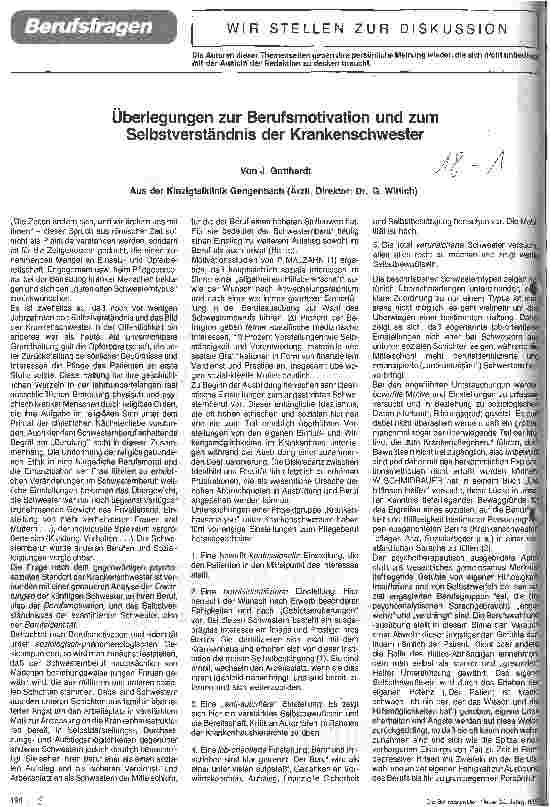 Vorschauseite 1: Überlegungen zur Berufsmotivation und zum Selbstverständnis der Krankenschwester - Diskussion -