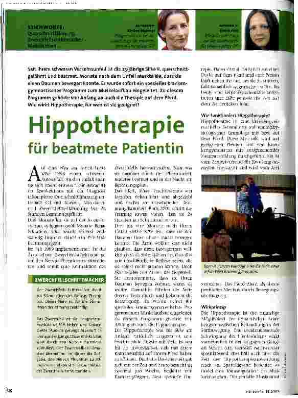 Vorschauseite 1: Hippotherapie für beatmete Patienten