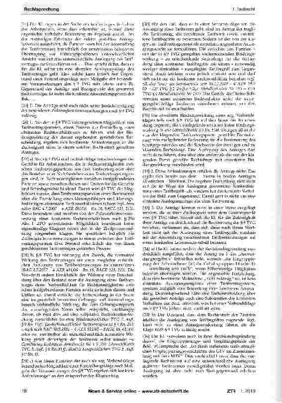Vorschauseite 3: Feststellungsklage - „Verbandsklage nach §9 TVG TVG§9;ZPO§256Abs.1