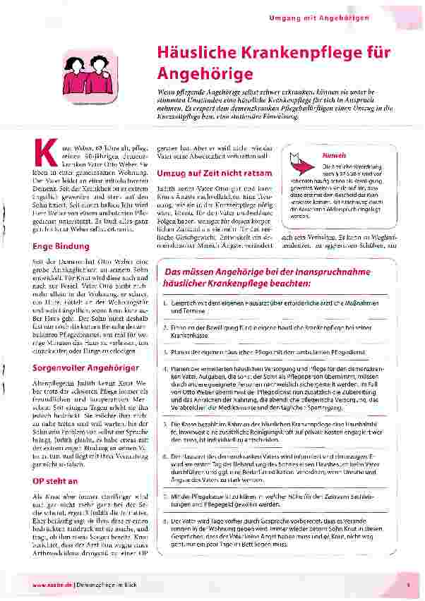 Vorschauseite 1: Häusliche Krankenpflege für Angehörige