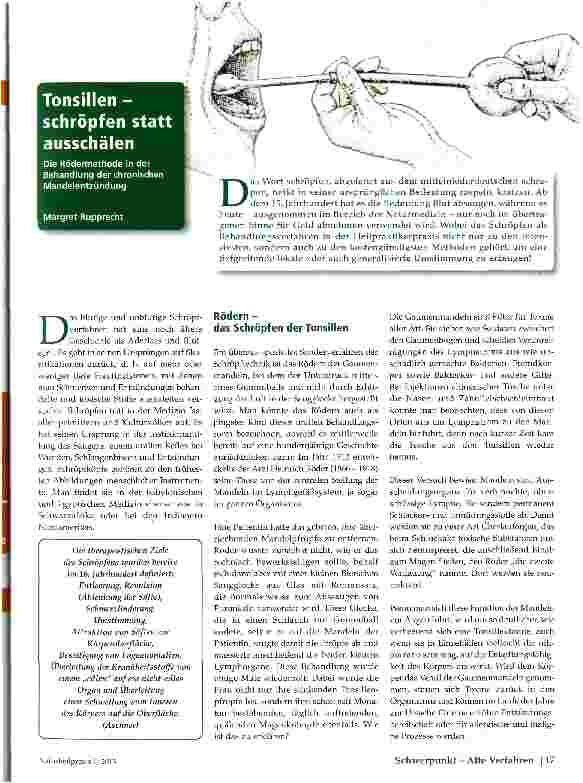 Vorschauseite 1: Tonsillen -schröpfen statt ausschälen