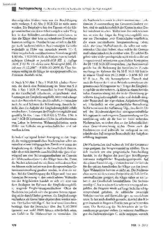 Vorschauseite 5: Zur Übernahme der Kosten für Nachtwachen im Rahmen der Eingliederungshilfe