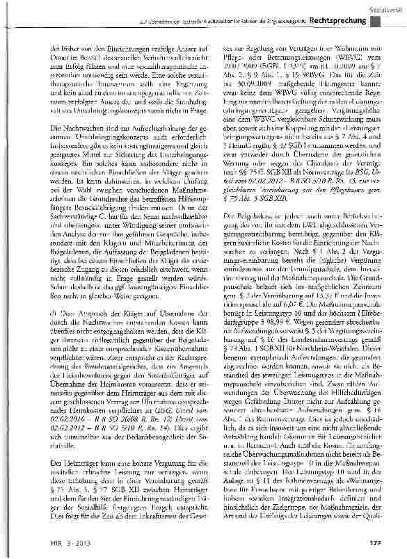 Vorschauseite 6: Zur Übernahme der Kosten für Nachtwachen im Rahmen der Eingliederungshilfe