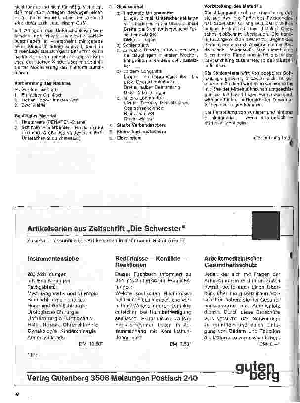 Vorschauseite 5: Grundlagen und Technik des Gipsverbandes 36. Folge: Der Klumpfuß-Gipsverband