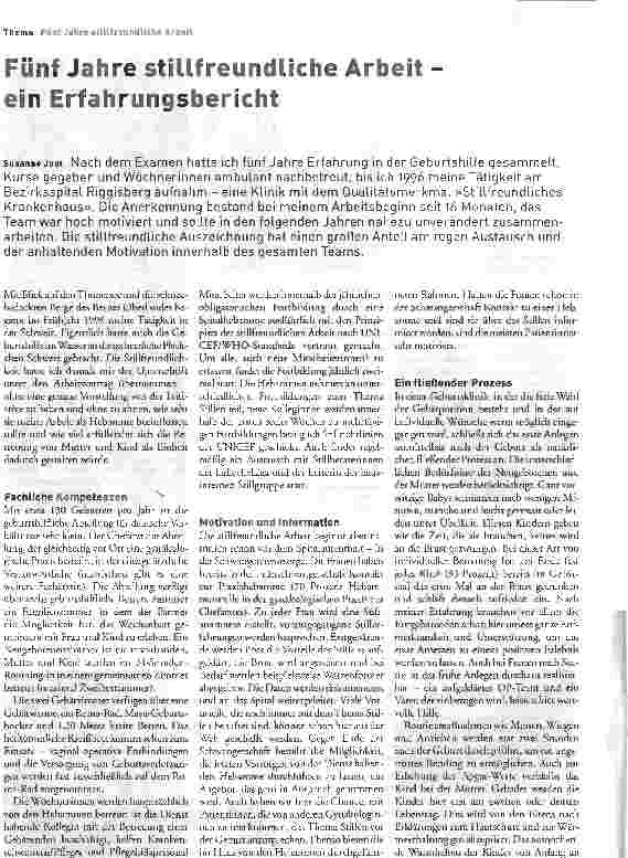 Vorschauseite 1: Fünf Jahre stillfreundliche Arbeit ein Erfahrungsbericht
