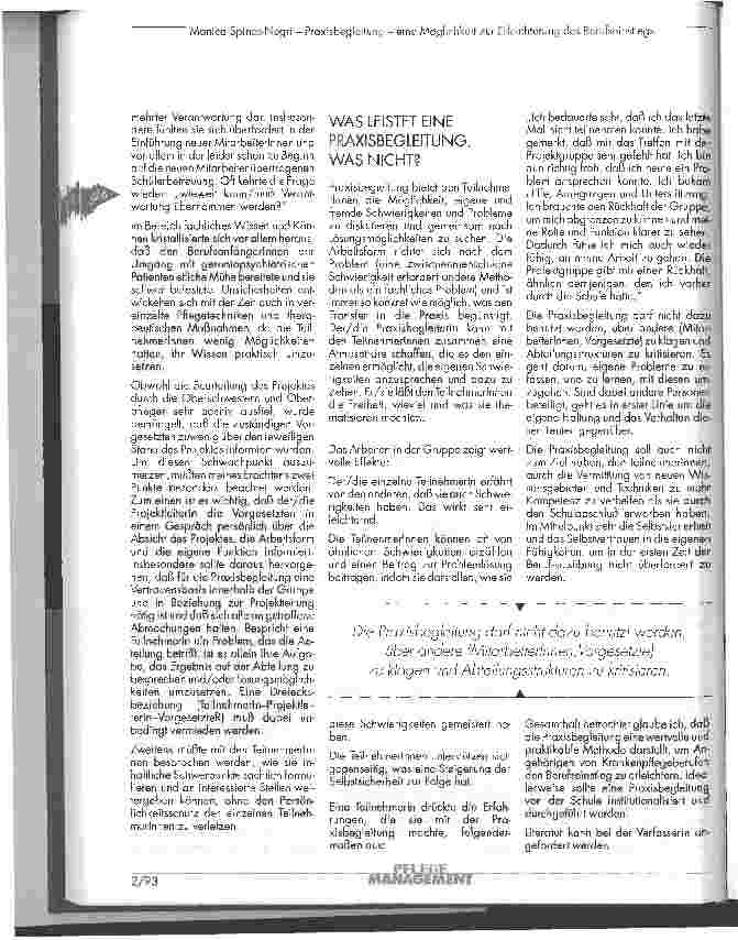 Vorschauseite 6: Praxisbegleitung - eine Möglichkeit zur Erleichterung des Berufseinstiegs in der Krankenpflege