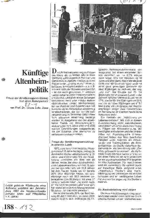 Vorschauseite 1: Künftige Altenheimpolitik Trends der Bevölkerungsentwicklung u. deren Konsequenzen